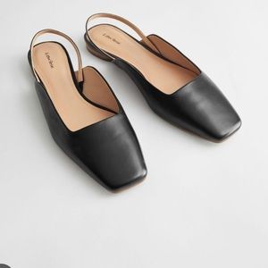 & Other stories leather square toe ballerina flats